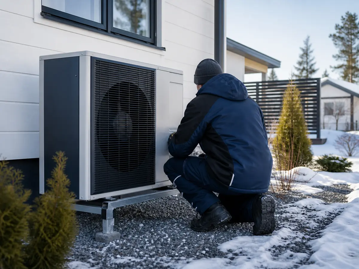 Lämpöpumpun asennustyö omakotitalossa